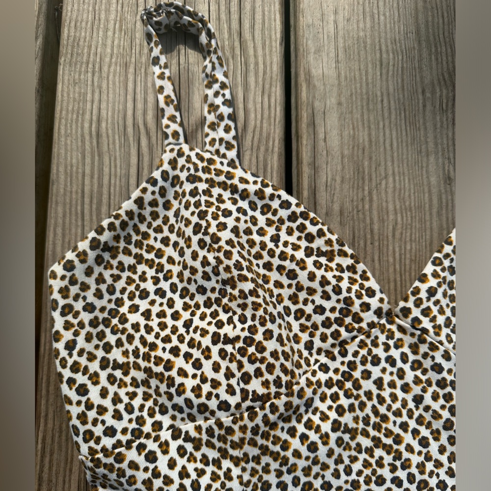 forever 21 animal print leopard bodycon mini dress with ruffled bottom - Picture 5 of 8